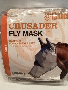 Cashel Crusader Fly Mask Horse Long Nose With Ears and 70% UV Protection Gray